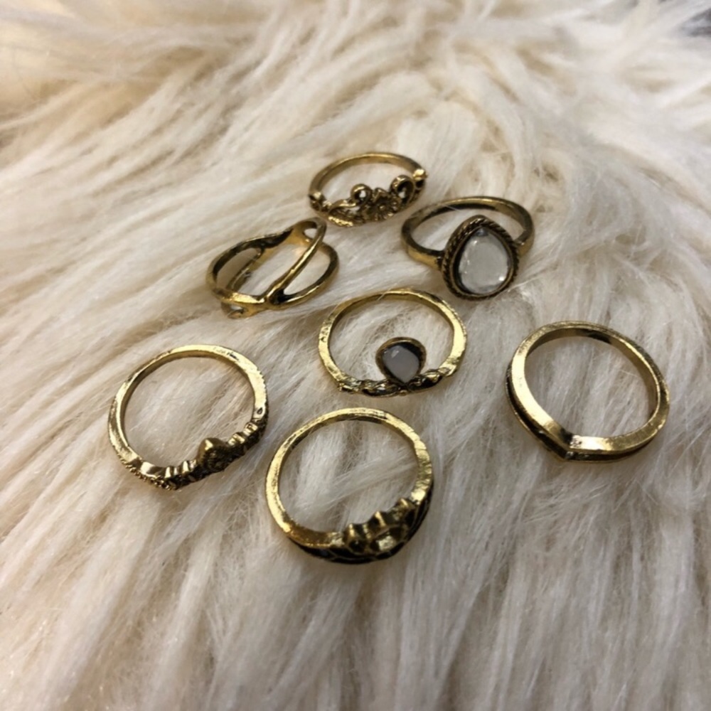💍 NEW Boho Golden Rustic Rings Set - Picture 2 of 4
